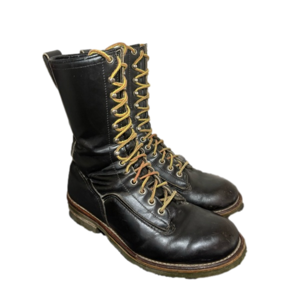 Red Wing 919 Indigofera Climber Lineman Black Leather Boots Men's 8 Green Sole